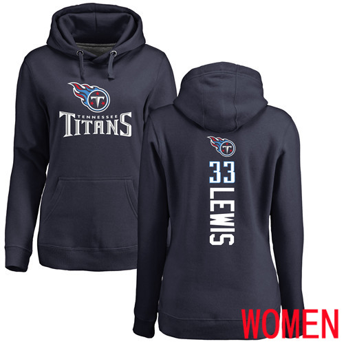 Tennessee Titans Navy Blue Women Dion Lewis Backer NFL Football #33 Pullover Hoodie Sweatshirts->nfl t-shirts->Sports Accessory